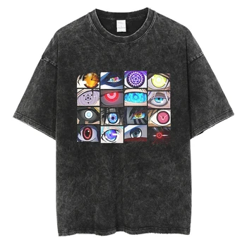 Streetwear Harajuku Lavado T-Shirt Dos Homens Verão Japonês De Anime Demon Slayer Gráfico Impresso T-Shirt De Manga Curta Camiseta Tops Tees