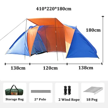Tendas para a Família Camping 5-8 Pessoa de Dois quartos Proteção UV-Sol Grande Toldo de Sol Abrigo de uma Única camada Exterior de Caminhada Tenda