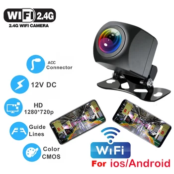 Wi-FI Traseira do Carro Câmera de Visão 720P HD Pixel Impermeável 170 Graus de Ângulo Amplo de marcha à ré Traço Cam ACC Conector para o iPhone Android