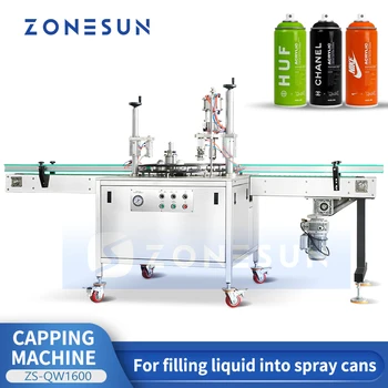 ZONESUN Automática de Aerossol Máquina de Embalagem lata de Spray de Enchimento Selagem de Cuidados Pessoais Protetor solar Spray de Nivelamento de Equipamentos ZS-QW1600